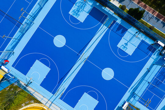 Aerial view of outdoor basketball courts