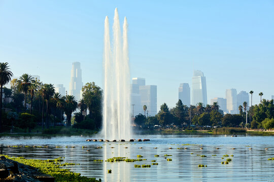 Echo park lake in Los Angeles, California