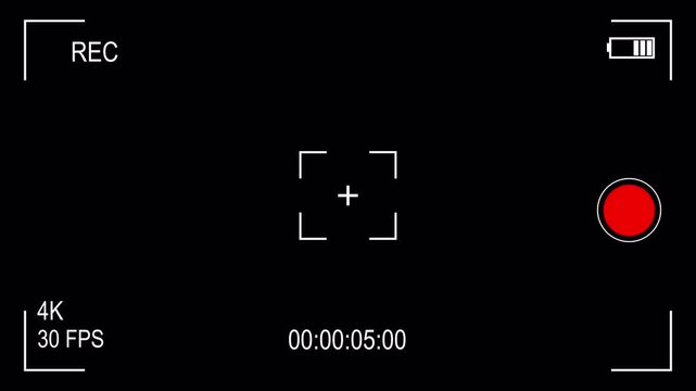 Video camera recorder screen overlay on a transparent background, Ideal for video editing, cinematic overlay.