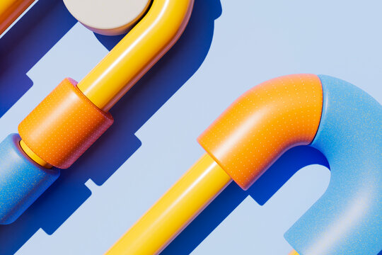 3D render of abstract colorful tubes in close-up view