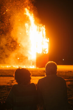 People Watching Algiers Holiday Bonfire New Orleans, Louisiana