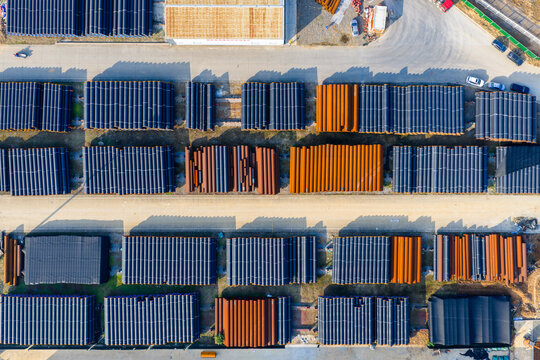 Aerial steel pipe warehouse with gantry crane