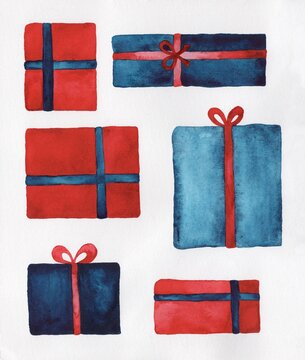 Bright gifts painted in watercolor