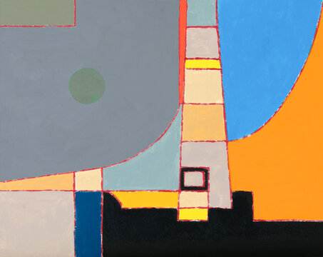 Colorful Abstract Painting With Geometric Shapes and Forms