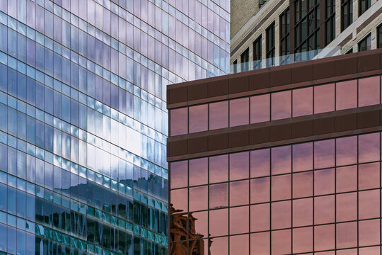 Reflections on Modern Glass Facades in Calgary Downtown