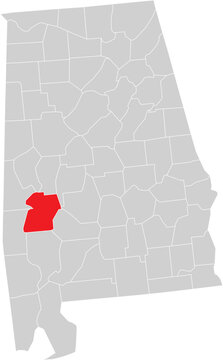 Marengo County on Alabama State Map Editable Vector