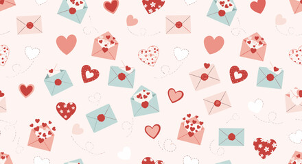 Colorful Envelope and Heart Pattern Design.