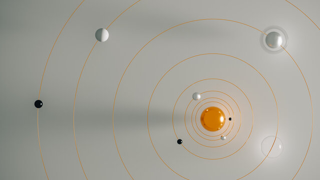 Solar system in 3D with geometric shapes and luxury design style
