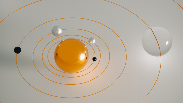 Solar system in 3D with geometric shapes and luxury design style