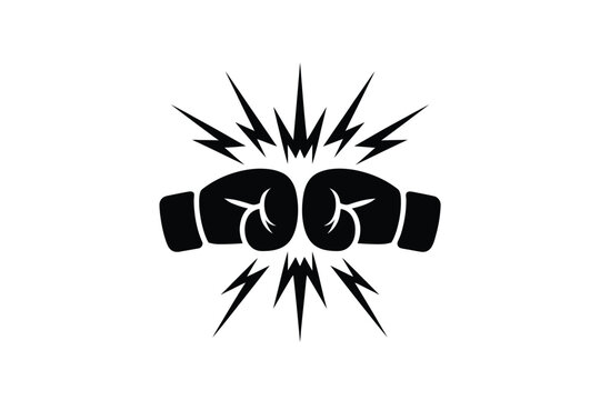Boxing gloves logo vector icon illustration, powerful sports symbol representing boxing, fitness, strength, and combat training for gym branding, fight clubs, apparel, and athletic design projects