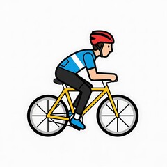 Obraz premium Cyclist Riding Yellow Bicycle Cartoon Illustration.