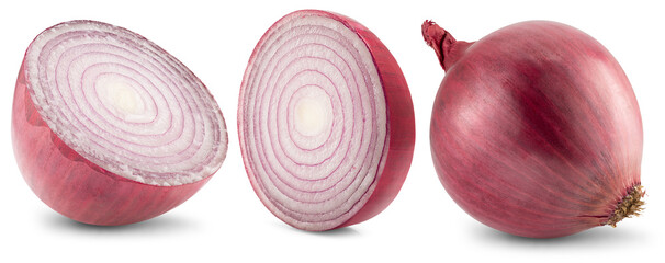 Red onion isolated on white background with clipping path.