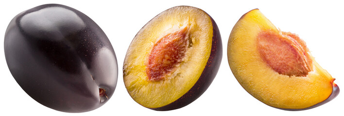 plum fruits isolated on a white background. Clipping Path