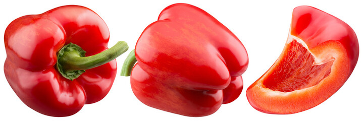 Red bell pepper isolated on the white background.