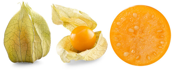 Cape gooseberry (physalis) isolated on white background.