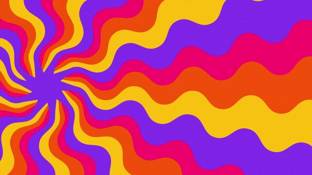 sunburst pink orange yellow soft waves groovy abstract pattern 4K Video.