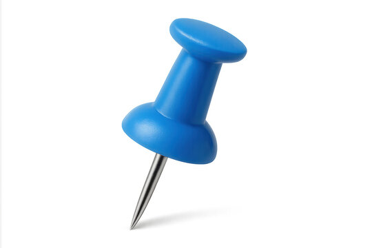 Blue pushpin holding important note or paper information