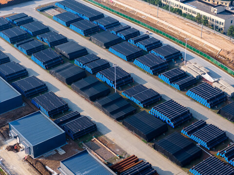 Aerial steel pipe warehouse with gantry crane