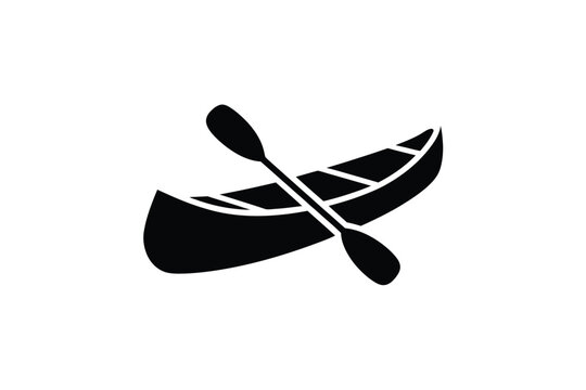 Canoe symbol logo vector icon, minimalist illustration design template representing canoeing, kayaking, water sports, outdoor adventure, and travel branding for logos, badges, and graphic design proje