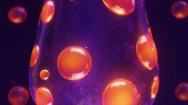 溶岩ランプのようなレトロでポップな浮遊する液体動画