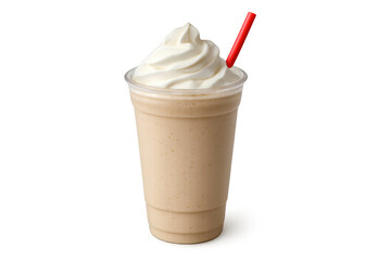 Vanilla milkshake with whipped cream and red straw © pngcorner