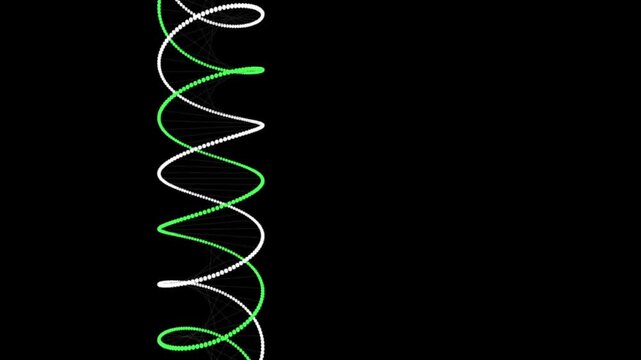 Professional 4K loop of 3D Dna data visualization. Designed for technology presentations, cyber security news, and digital startup backdrops. Features a green neon aesthetic with fluid motion.