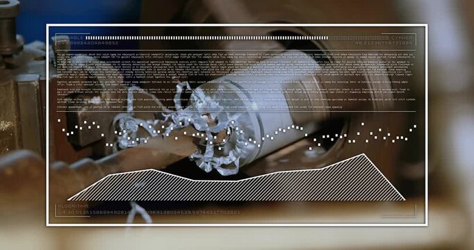 Tool contacting rod rotating cylinder making chips while HUD wave rising and changing for machining