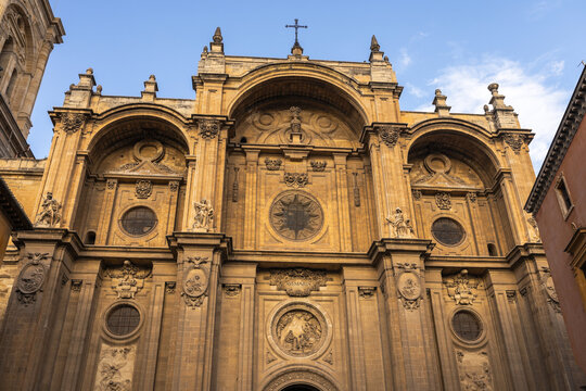 Facade of Granada Cathedral in Spain
