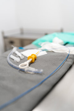Veterinary hospital preparing medical equipment for pet surgery