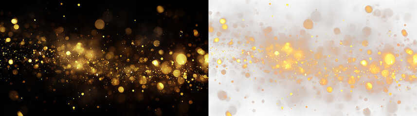 Golden glitter effects on transparent background for design projects and digital art