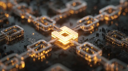 Intricate Digital Representation of Blockchain Technology and Cryptocurrency.