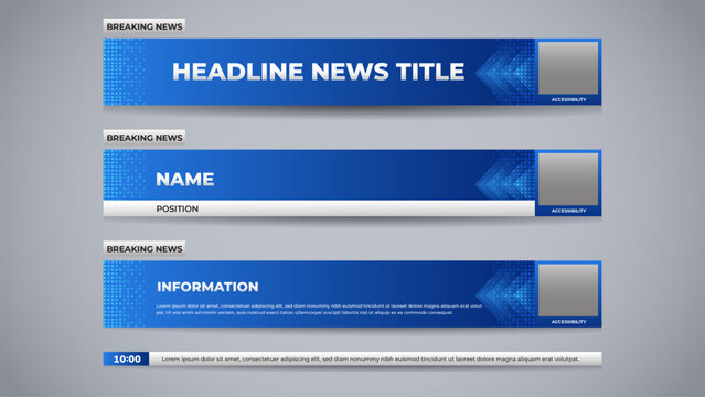 headline news blue lower third with accessibility for television and stream channel template
