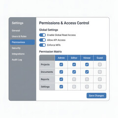 User Permissions and Access Control Interface.