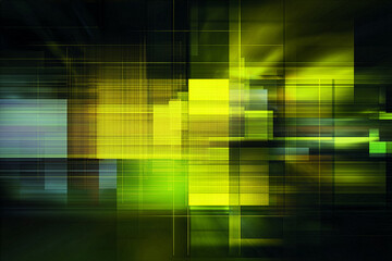Abstract Neon Green And Yellow Geometric Grid Background For Technology And Modern Design