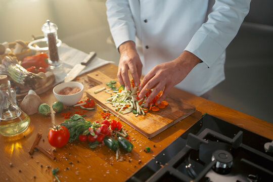 Chopping fresh veggies
