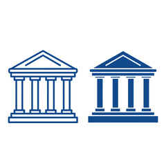 Obraz premium Two neoclassical building facades with columns depicted in a flat style