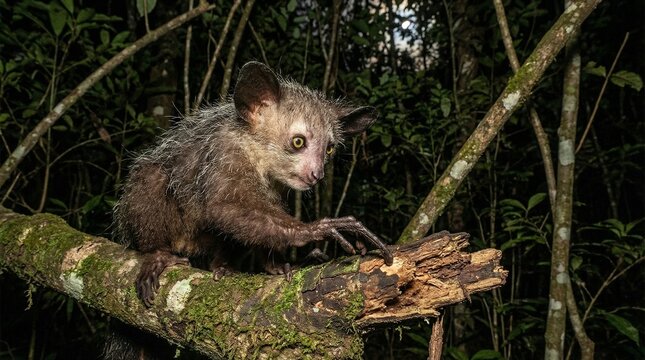 Aye-aye Tapping on Tree(木を叩くアイアイ)