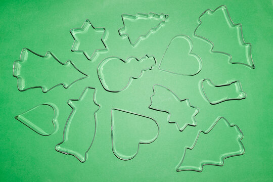 Silver metal festive Christmas gingerbread cooking baking molds
