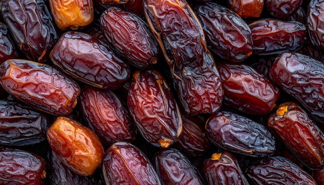 Full frame image of the Ajwa dates, known as the "Prophet&rsquo;s dates". Breaking the fast with date fruits. Happy fasting