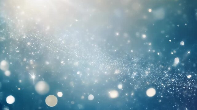 Cinematic video of shimmering sparkle dust gently floating across a luminous, atmospheric ba