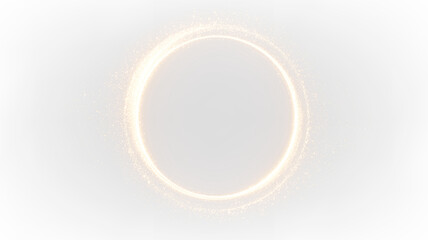 Luminous particle ring in metallic deep gold tones with transparent background showcasing bright emerald and neon effects © denzelll