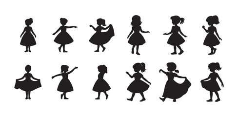 Dancing girl silhouettes in elegant dresses for celebration events and performing arts illustration © MdJahid