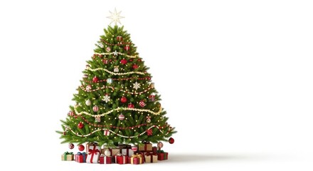 Fototapeta premium Festive Christmas Tree with Gifts and Decorations.
