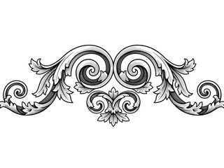 Fototapeta premium Elegant Baroque Scrollwork Ornament with Swirling Filigree and Leaf Motifs.