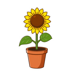 Obraz premium A vibrant cartoon sunflower in a terracotta pot against a black background