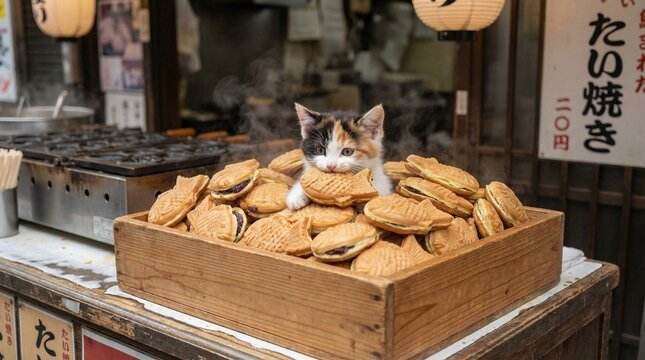 Kitten in a Box of Taiyaki(たい焼きの箱の中の子猫)