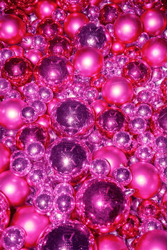 New Year vibrant pink shiny balls decorations