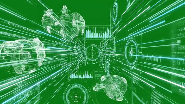 Futuristic digital interface with glowing binary code and brain scans