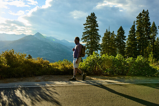 Man relishes the view in Yosemite