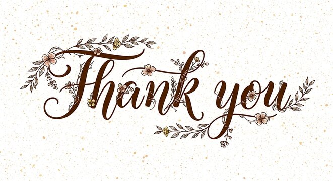 Elegant floral thank you message written in a cursive font